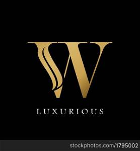 Golden Initial W Letter Logo Luxury, creative vector design concept for luxuries business