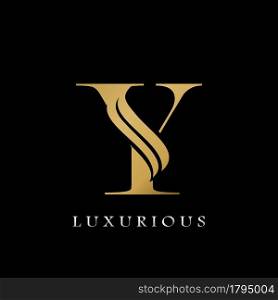 Golden Initial Y Letter Logo Luxury, creative vector design concept for luxuries business