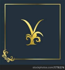 Golden Initial Y Luxury Letter Logo Icon, Ornate business brand identity or wedding initial logo vector design .