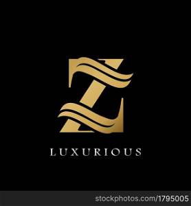 Golden Initial Z Letter Logo Luxury, creative vector design concept for luxuries business