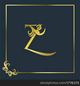 Golden Initial Z Luxury Letter Logo Icon, Ornate business brand identity or wedding initial logo vector design .