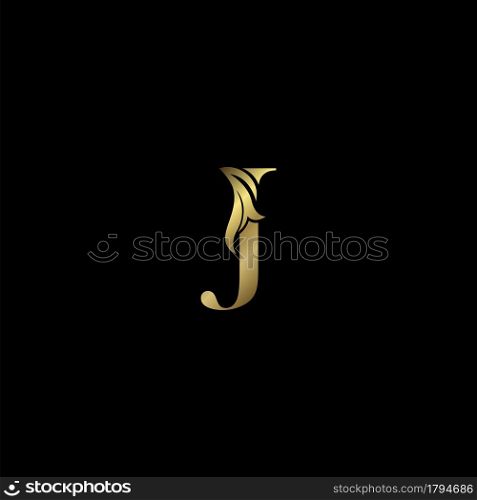 Golden J Initial Letter luxury logo icon, vintage luxurious vector design concept alphabet letter for luxuries business