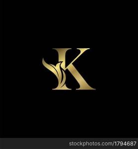 Golden K Initial Letter luxury logo icon, vintage luxurious vector design concept alphabet letter for luxuries business