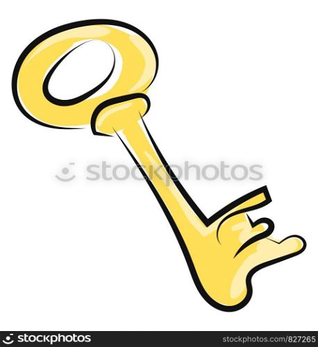 Golden key, illustration, vector on white background.