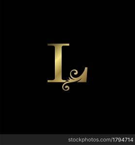 Golden L Initial Letter luxury logo icon, vintage luxurious vector design concept alphabet letter for luxuries business.