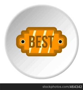 Golden label with the Best inscription icon in flat circle isolated vector illustration for web. Golden label with the Best inscription icon circle