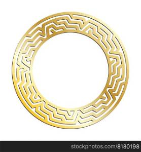 Golden LABYRINTH round frames for decorative headers. Gold metal ancient Greek ornaments isolated on white background. Vector