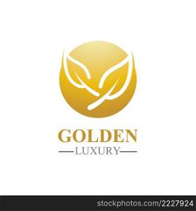 golden leaf luxury logo icon vector template