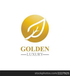 golden leaf luxury logo icon vector template