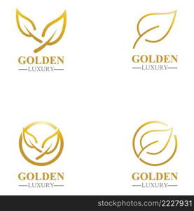 golden leaf luxury logo icon vector template