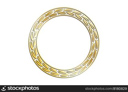 Golden LEAVES round frames for decorative headers. Gold metal floral ornaments isolated on white background. Vector