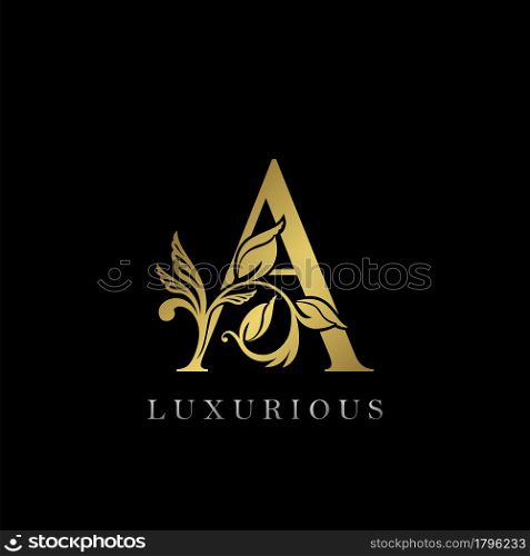 Golden Letter A Luxury Logo Icon, Vintage Design Template