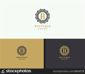 Golden letter B monogram vector logo design. mandala and ornamental illustration. Floral and flower style circle icon.