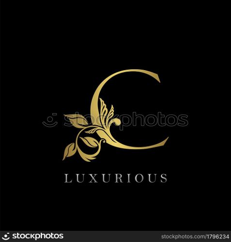Golden Letter C Luxury Logo Icon, Vintage Design Template