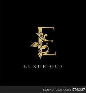 Golden Letter E Luxury Logo Icon, Vintage Design Template