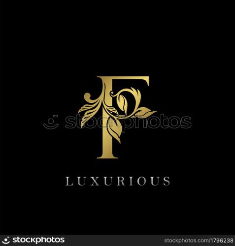 Golden Letter F Luxury Logo Icon, Vintage Design Template