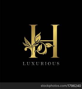 Golden Letter H Luxury Logo Icon, Vintage Design Template