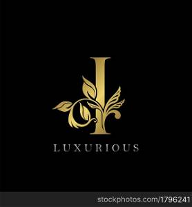 Golden Letter I Luxury Logo Icon, Vintage Design Template