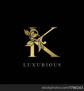 Golden Letter K Luxury Logo Icon, Vintage Design Template