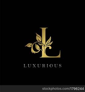 Golden Letter L Luxury Logo Icon, Vintage Design Template