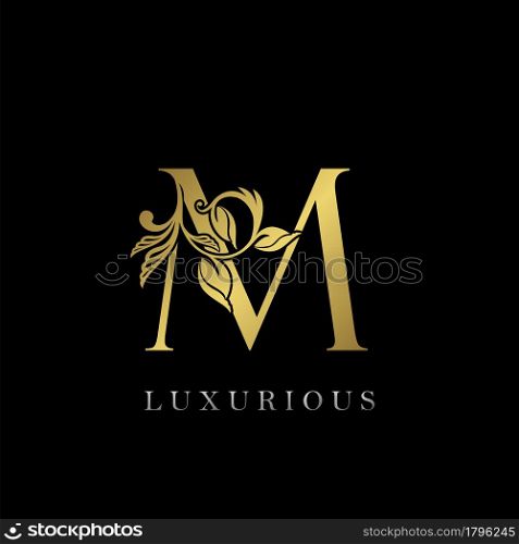 Golden Letter M Luxury Logo Icon, Vintage Design Template