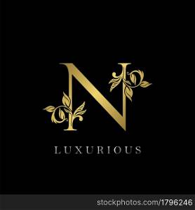 Golden Letter N Luxury Logo Icon, Vintage Design Template