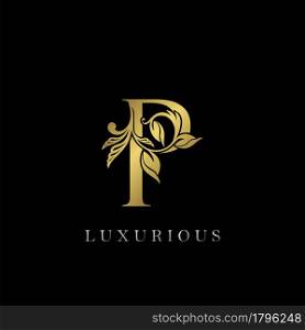 Golden Letter P Luxury Logo Icon, Vintage Design Template