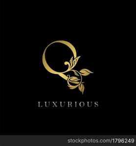 Golden Letter Q Luxury Logo Icon, Vintage Design Template