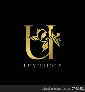 Golden Letter U Luxury Logo Icon, Vintage Design Template