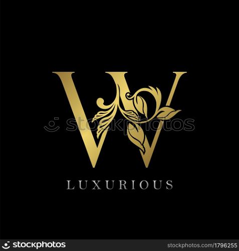 Golden Letter W Luxury Logo Icon, Vintage Design Template
