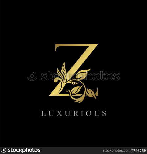 Golden Letter Z Luxury Logo Icon, Vintage Design Template