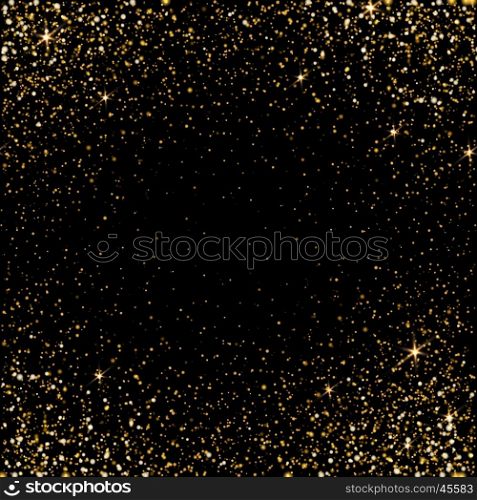 Golden light effect. Star burst light with golden sparkles. Bokeh defocused background. Vector illustration on transparent.