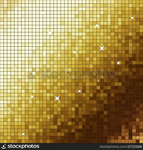 Golden like mosaic flickering square vector background.