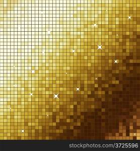 Golden like mosaic flickering square vector background.