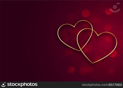 golden line hearts on red background for valentines day