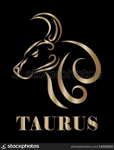 Golden line Vector Illustration of Bull. It is signs of the taurus zodiac.