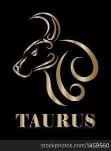 Golden line Vector Illustration of Bull. It is signs of the taurus zodiac.