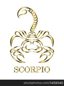 Golden line vector logo of a scorpion. It is sign of scorpio zodiac.