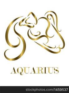 Golden line vector logo of Athlete. It is sign of Aquarius zodiac.