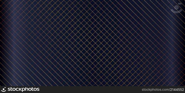 Golden lines grid pattern on blue metallic background luxury style. Vector illustration