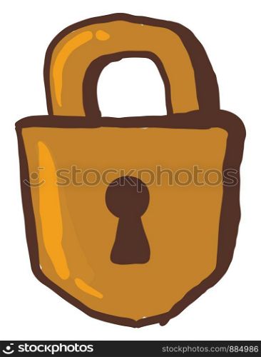Golden lock, illustration, vector on white background.
