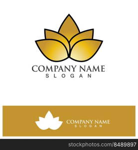 Golden lotus flower logo. Vector design template of lotus icon on dark background with golden effect for eco, beauty, spa, yoga, medical companies.