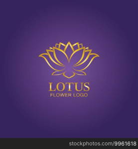 Golden lotus flower logo. Vector design template of lotus icon on dark background with golden effect for eco, beauty, spa, yoga, medical companies.