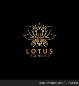 Golden lotus flower logo. Vector design template of lotus icon on dark background with golden effect for eco, beauty, spa, yoga, medical companies.