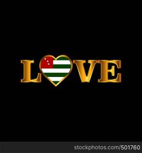 Golden Love typography Abkhazia flag design vector
