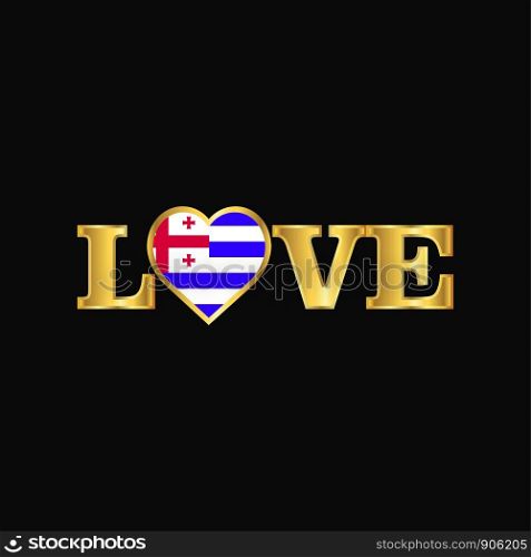 Golden Love typography Ajaria flag design vector