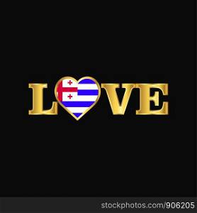 Golden Love typography Ajaria flag design vector