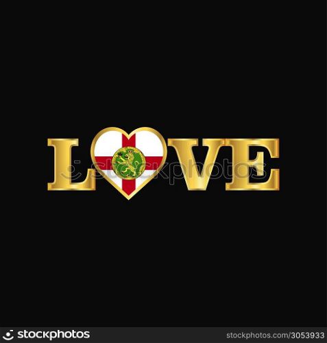 Golden Love typography Alderney flag design vector