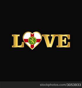 Golden Love typography Alderney flag design vector