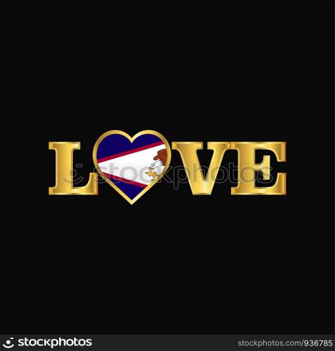 Golden Love typography American Samoa flag design vector